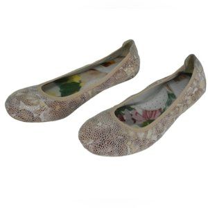 BORN JULIANNE WHITE GOLD FLORAL BALLET FLATS SHOES WOMEN'S SIZE US 10